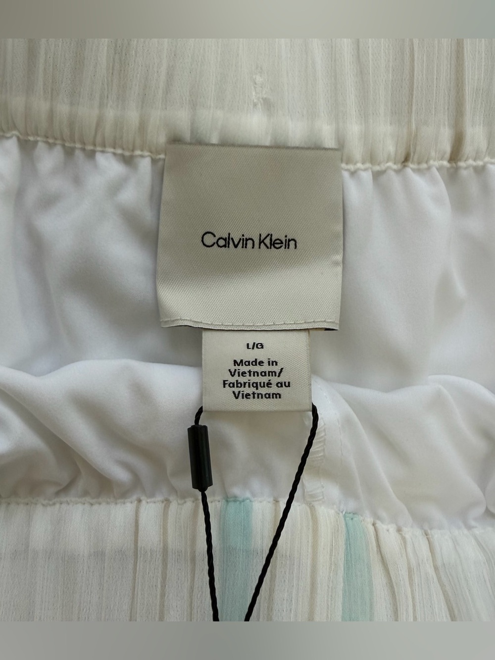 Calvin Klein Women’s White Striped Wide-Leg Pants Drawstring Pockets Size L - Picture 7 of 13